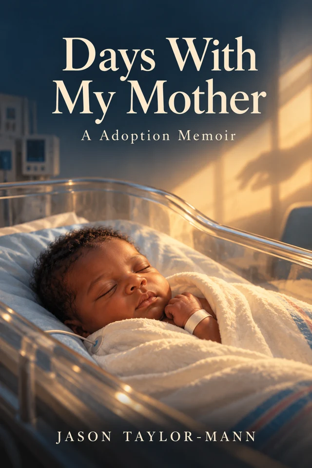 Alternate cover artwork for Days With My Mother: A newborn rests in a hospital bassinet in warm afternoon light.