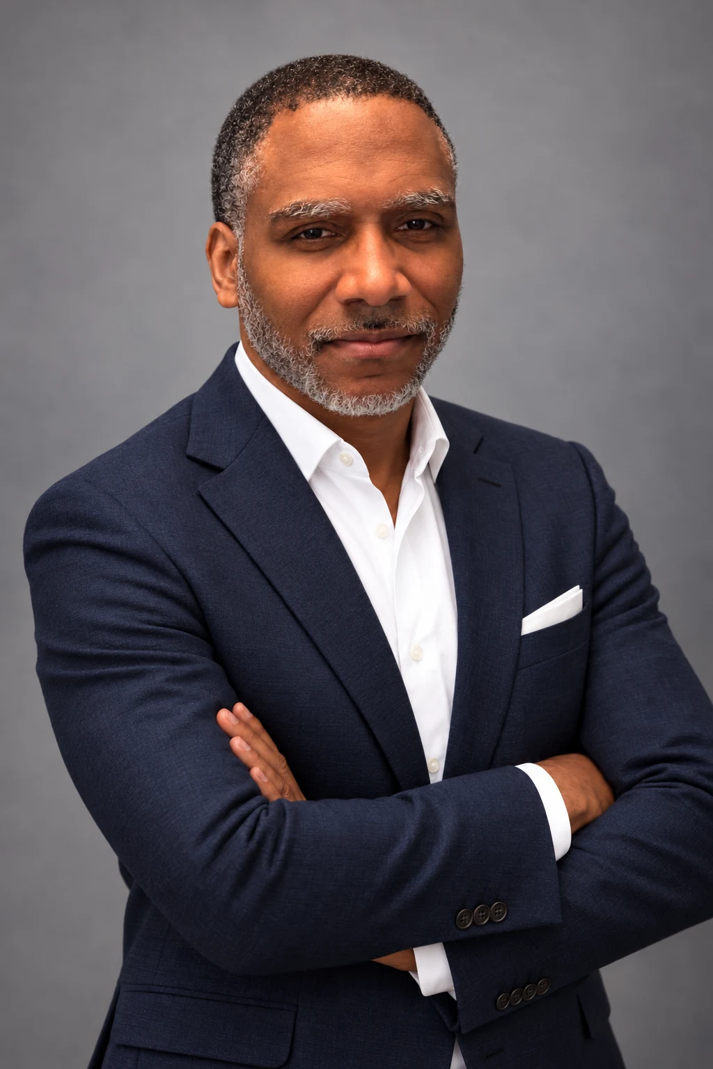 Author Jason Taylor-Mann in a navy blazer